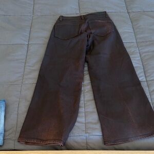 Paige burgundy Brown Wide-Leg Jeans